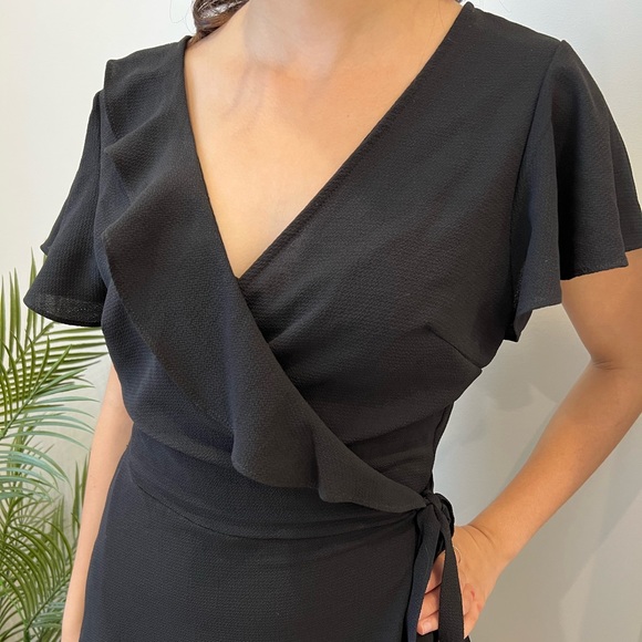 Black mini wrap dress - Picture 1 of 4